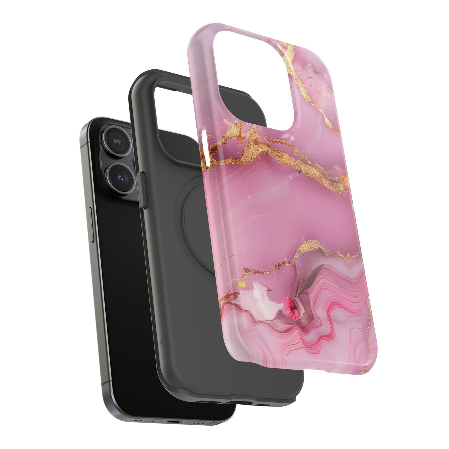 Elegant Marble Phone Case - Pink & Gold