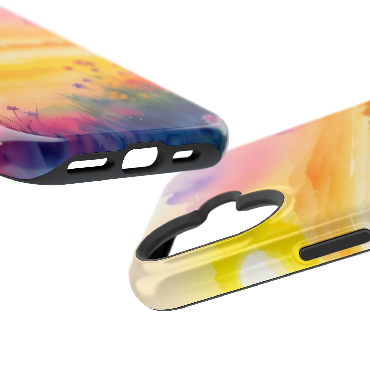 Scenic Landscape IPhone Case - Floral Sunset Design