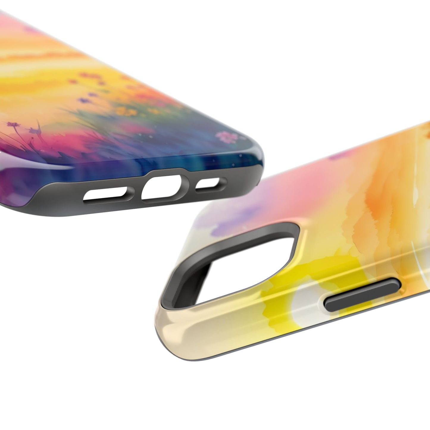 Scenic Landscape IPhone Case - Floral Sunset Design