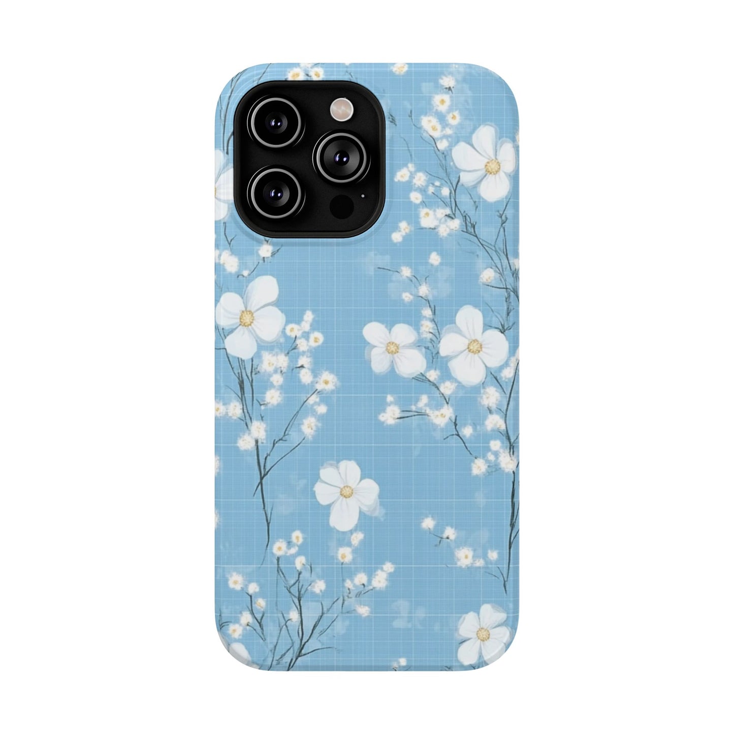 Powder Blue Floral Impact-Resistant Phone Case