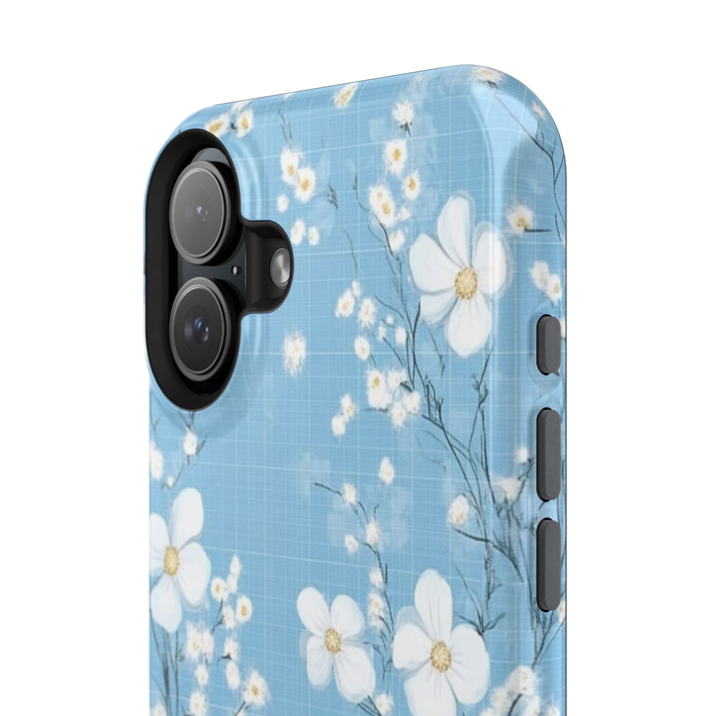 Powder Blue Floral Impact-Resistant Phone Case