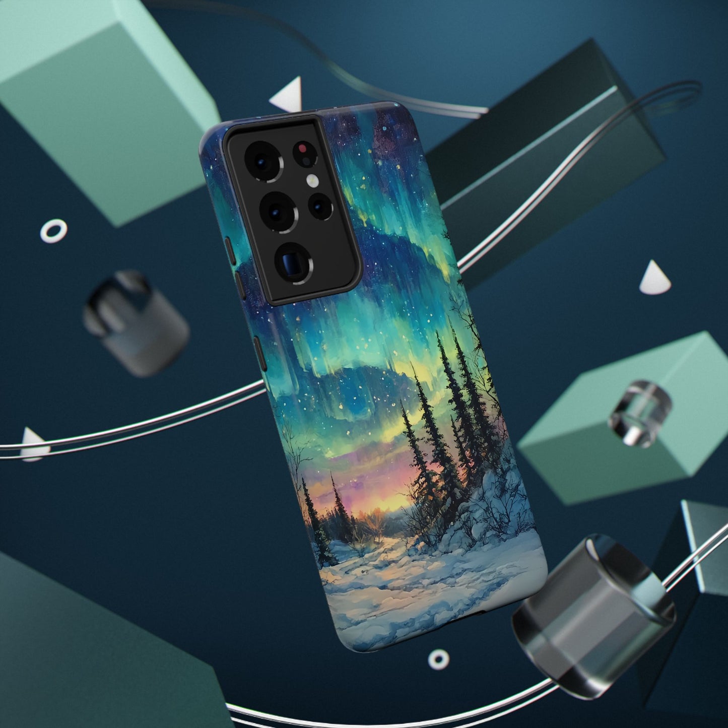 Aurora Borealis Impact-Resistant Phone Case - Durable Protection with Stunning Northern Lights Design