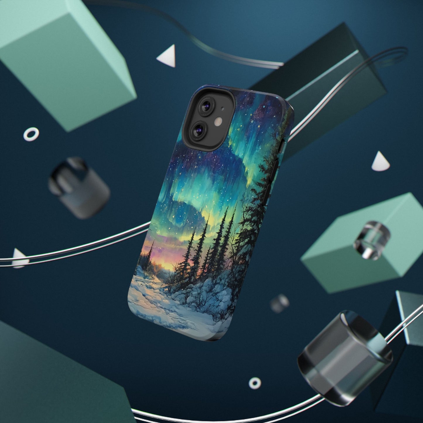Aurora Borealis Impact-Resistant Phone Case - Durable Protection with Stunning Northern Lights Design