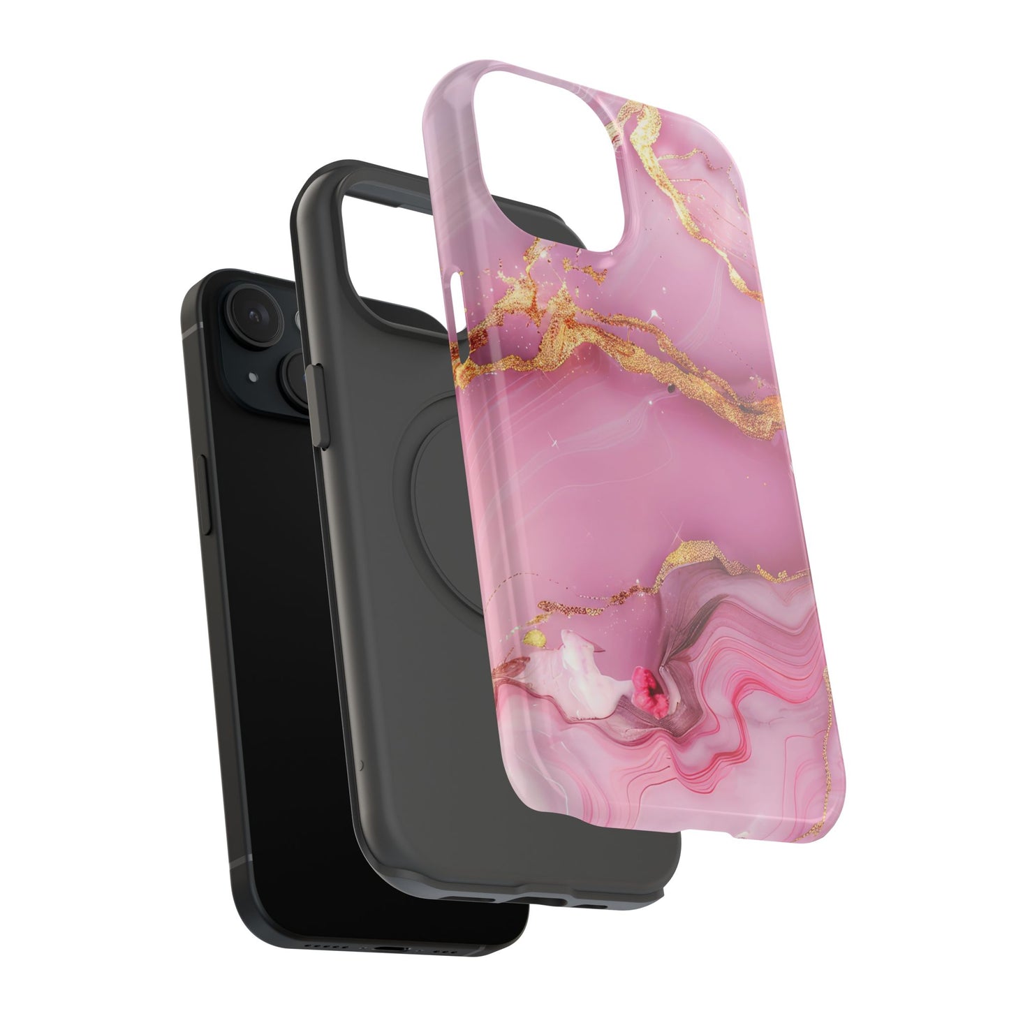 Elegant Marble Phone Case - Pink & Gold