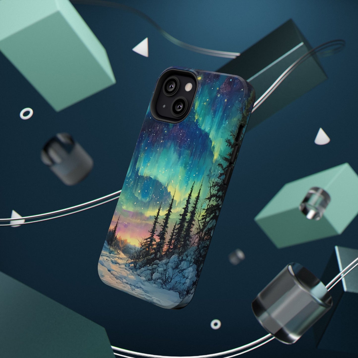 Aurora Borealis Impact-Resistant Phone Case - Durable Protection with Stunning Northern Lights Design