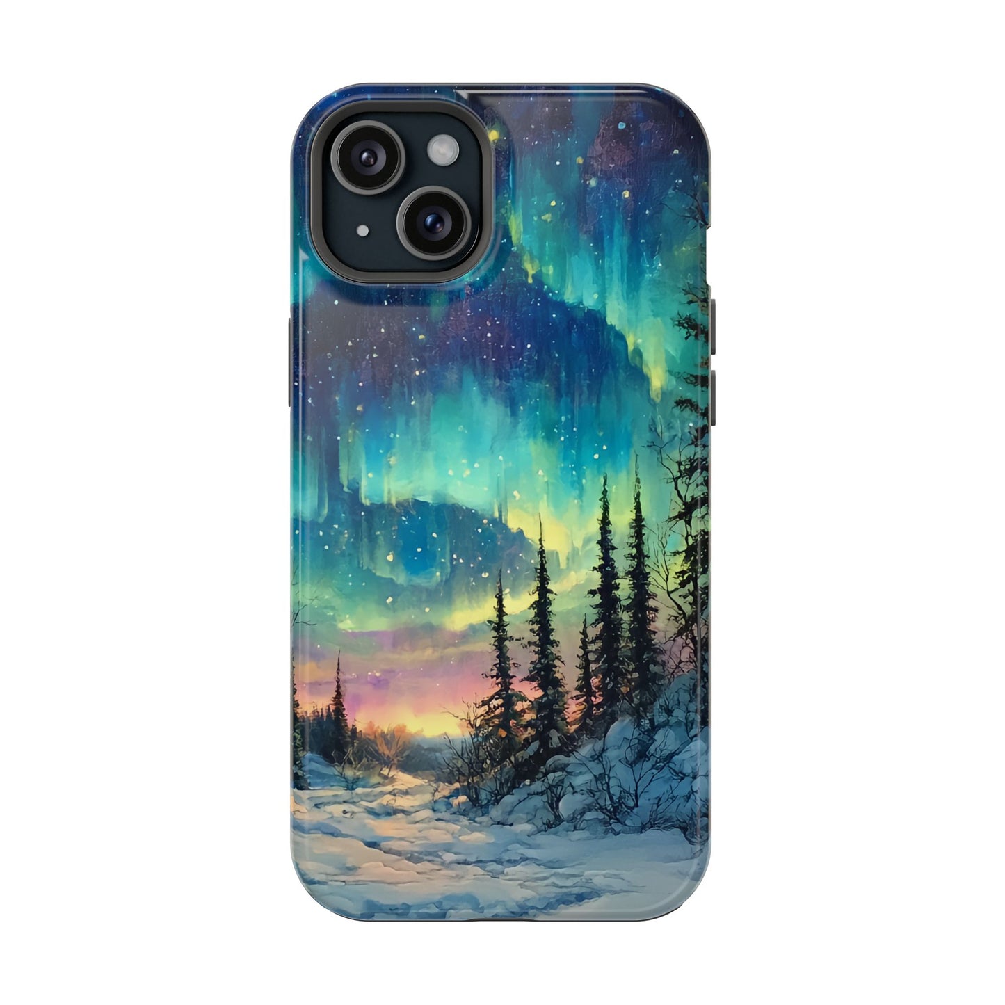 Aurora Borealis Impact-Resistant Phone Case - Durable Protection with Stunning Northern Lights Design