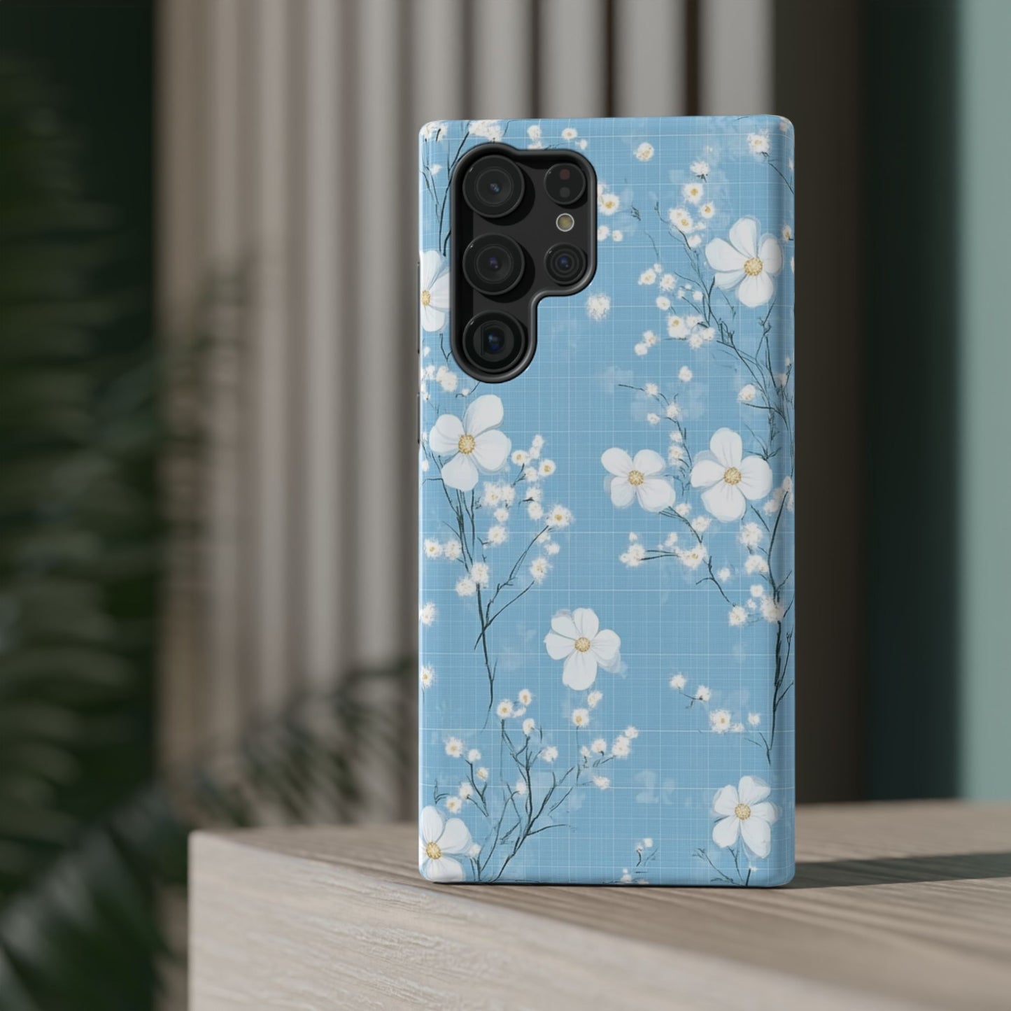 Powder Blue Floral Impact-Resistant Phone Case