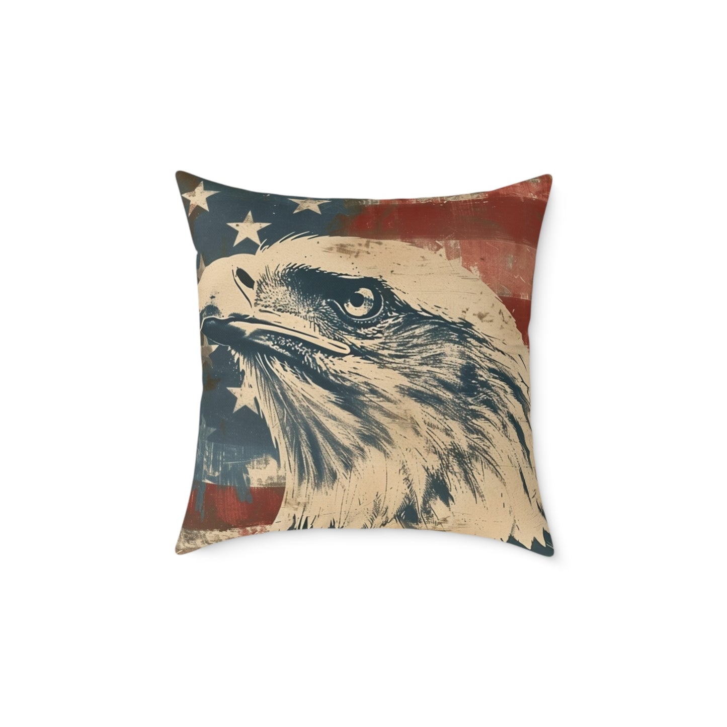 Patriotic Eagle Throw Pillow - Vintage American Flag Design