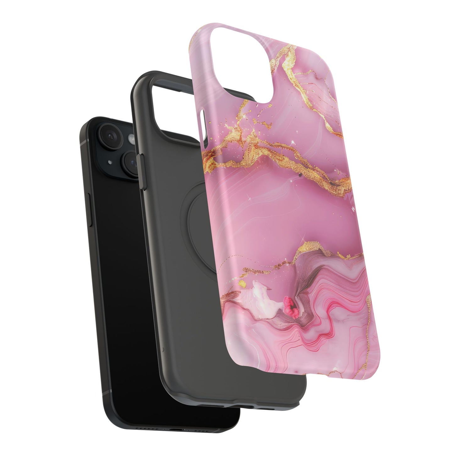 Elegant Marble Phone Case - Pink & Gold