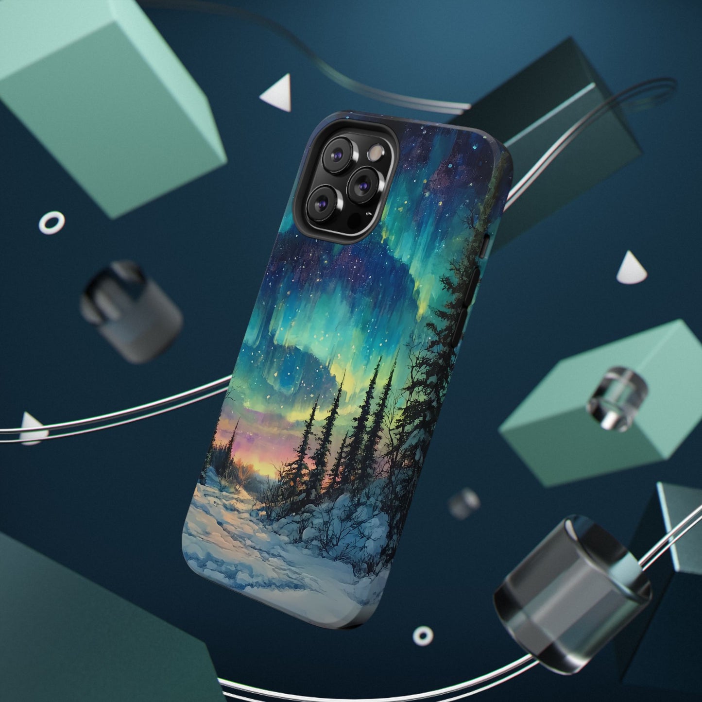 Aurora Borealis Impact-Resistant Phone Case - Durable Protection with Stunning Northern Lights Design