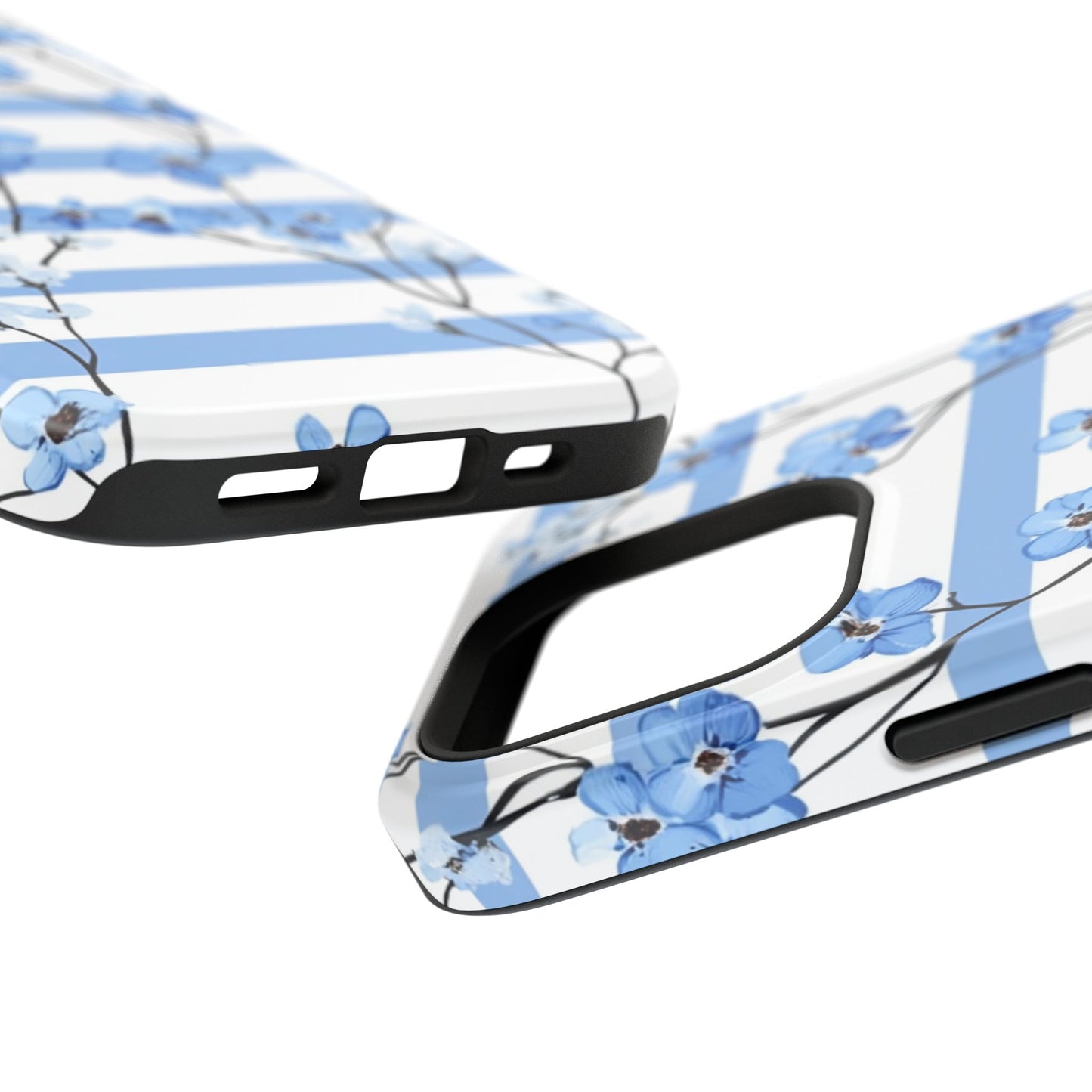 Blue stripe Floral Impact-Resistant Phone Case