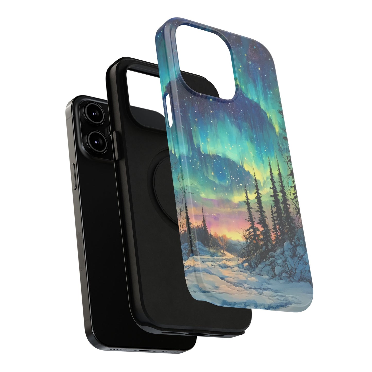 Aurora Borealis Impact-Resistant Phone Case - Durable Protection with Stunning Northern Lights Design