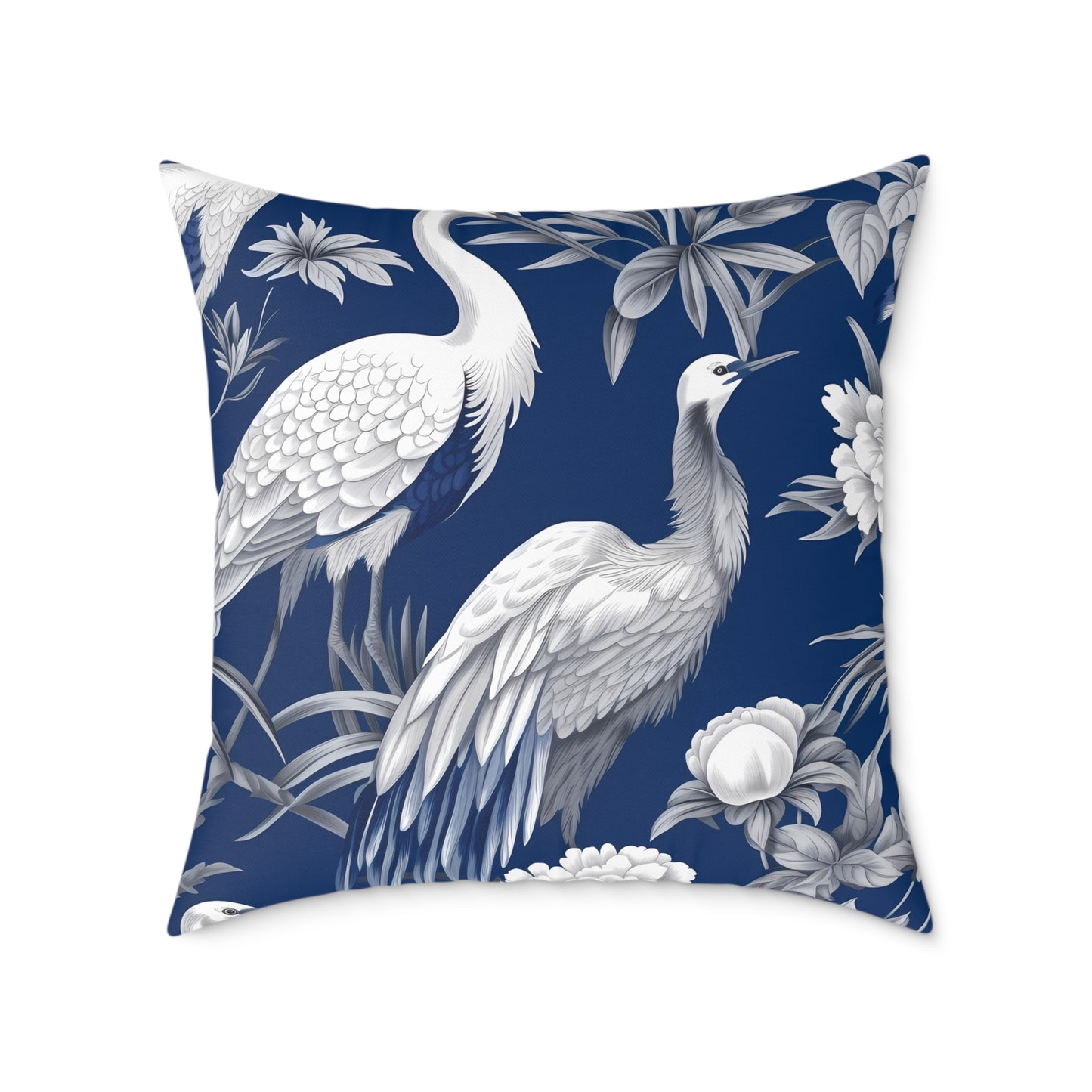 Beautiful White Crane - Square Poly Canvas Pillow