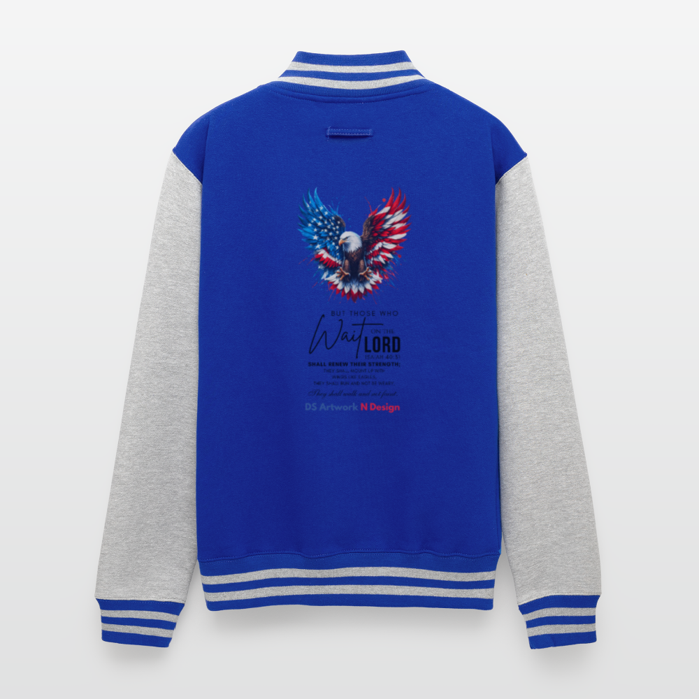 Mount on eagles wings - Letterman Jacket - royal/heather grey