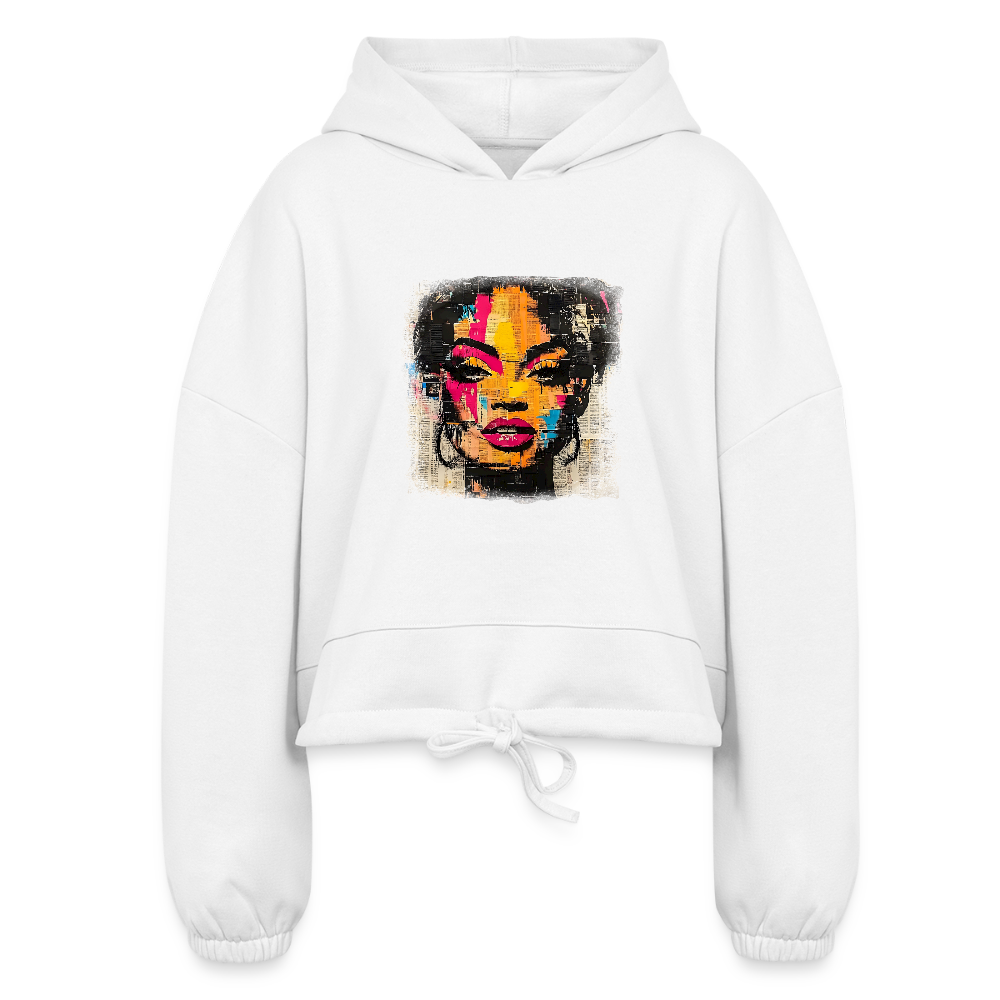 Pop Culture Woman 2 - Cropped Hoodie - white