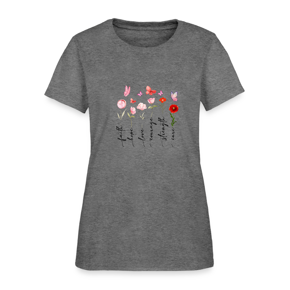 Faith, Hope, Love - Floral Women's T-Shirt - graphite heather