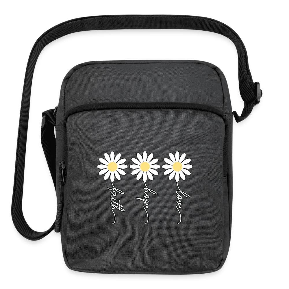 Faith Hope and Love - Upright Crossbody Bag floral-2 - charcoal grey