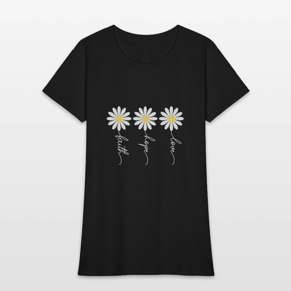 Faith, Hope, Love - floral Women's T-Shirt-2 - black