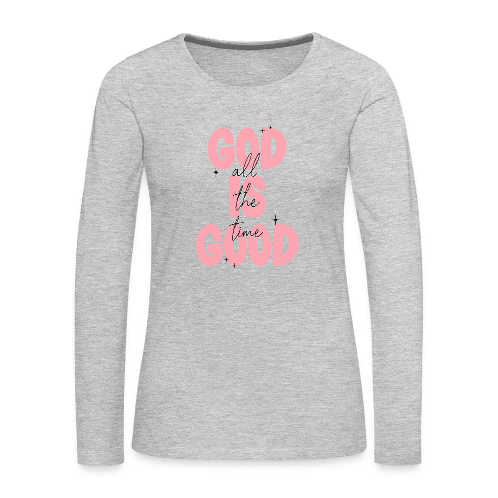 God is Good - Bold Pink -Women's Long Sleeve T-Shirt - heather gray