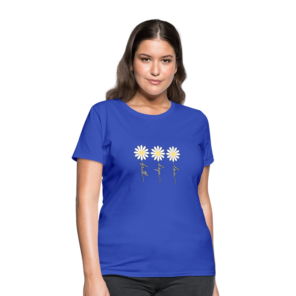 Faith, Hope, Love - floral Women's T-Shirt-2 - royal blue