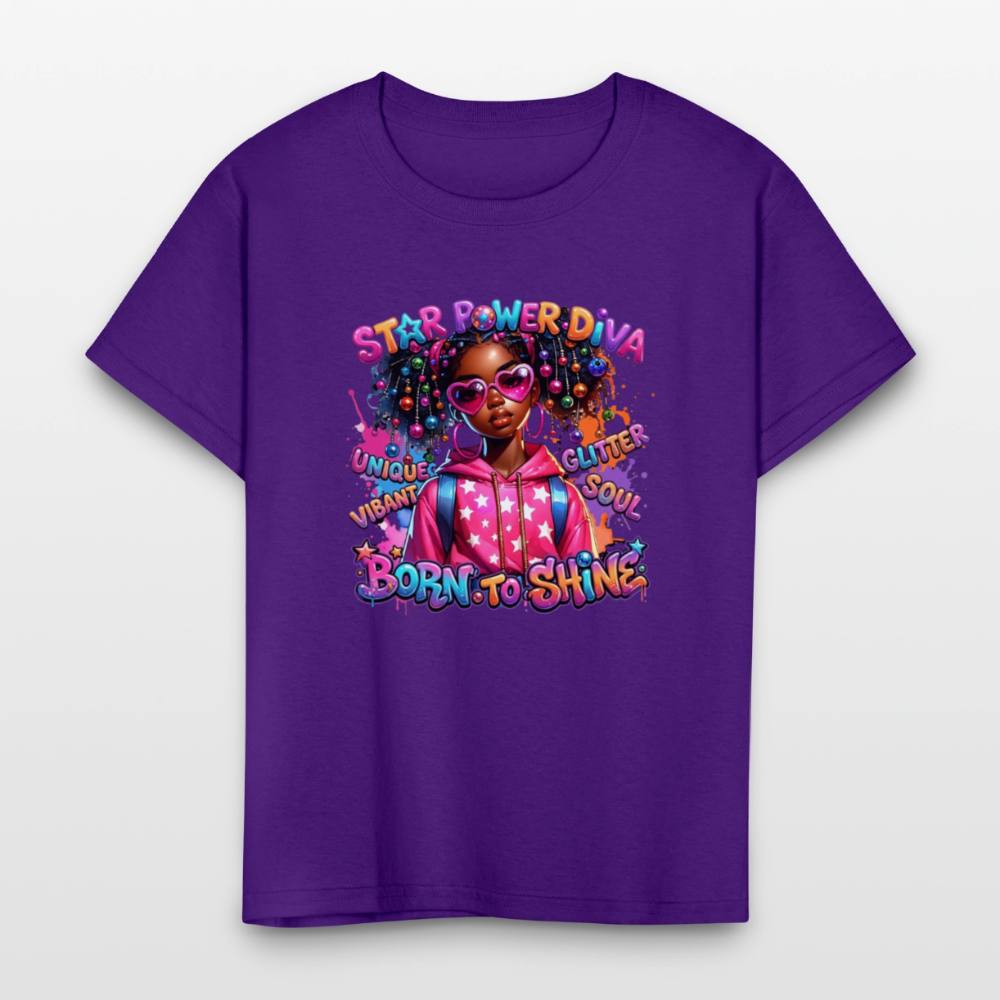 Black Girl Power - Star Power Diva Kids' T-Shirt - purple