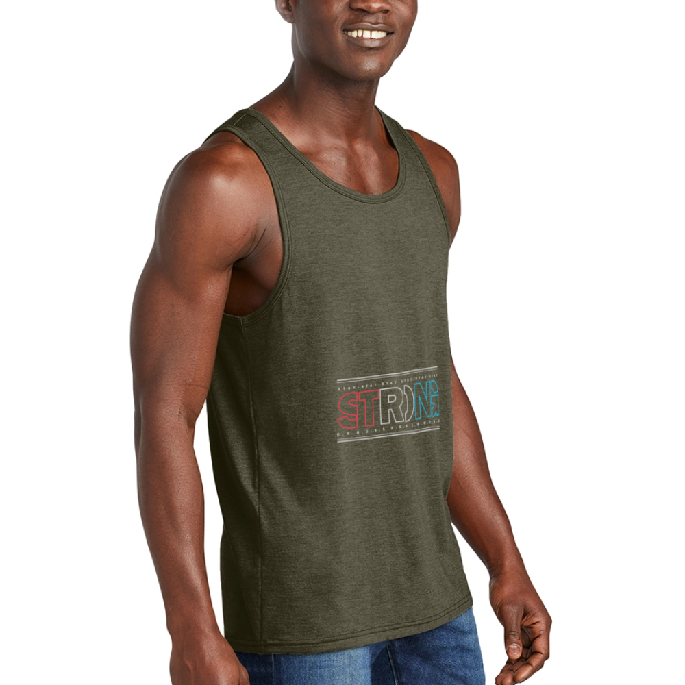 Stay Strong - Men's Tri-Blend Organic Tank - heather olive