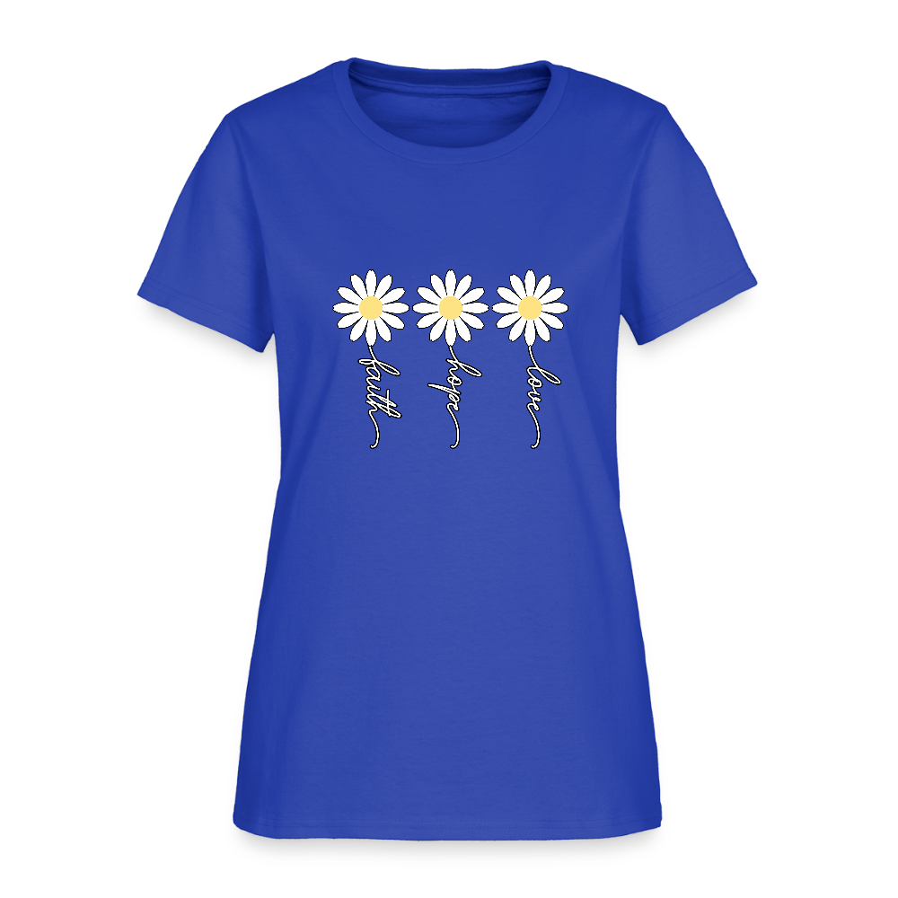 Faith, Hope, Love - floral Women's T-Shirt-2 - royal blue