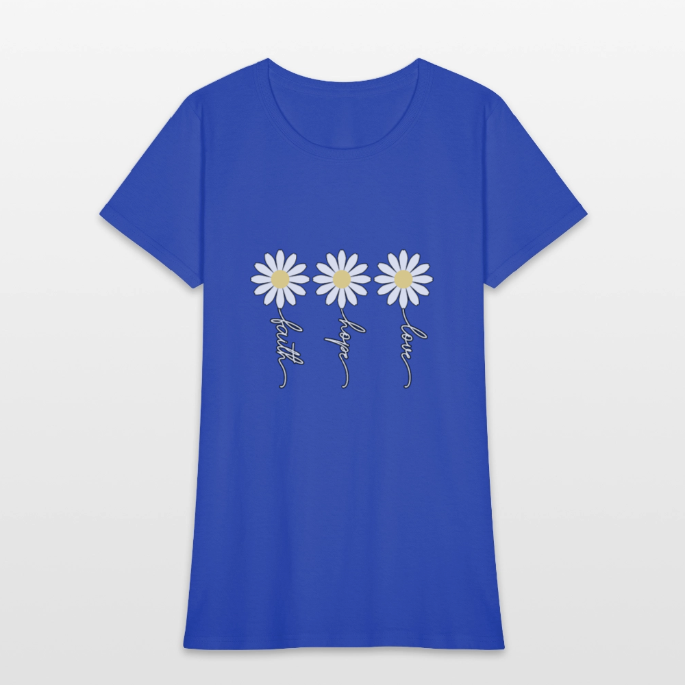 Faith, Hope, Love - floral Women's T-Shirt-2 - royal blue