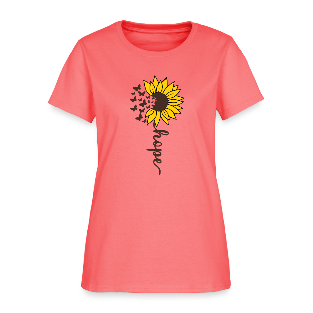 Sunflower of Hope - floral Women's T-Shirt - coral