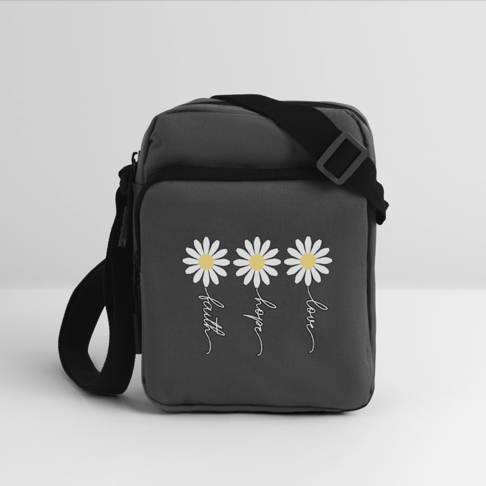 Faith Hope and Love - Upright Crossbody Bag floral-2 - charcoal grey