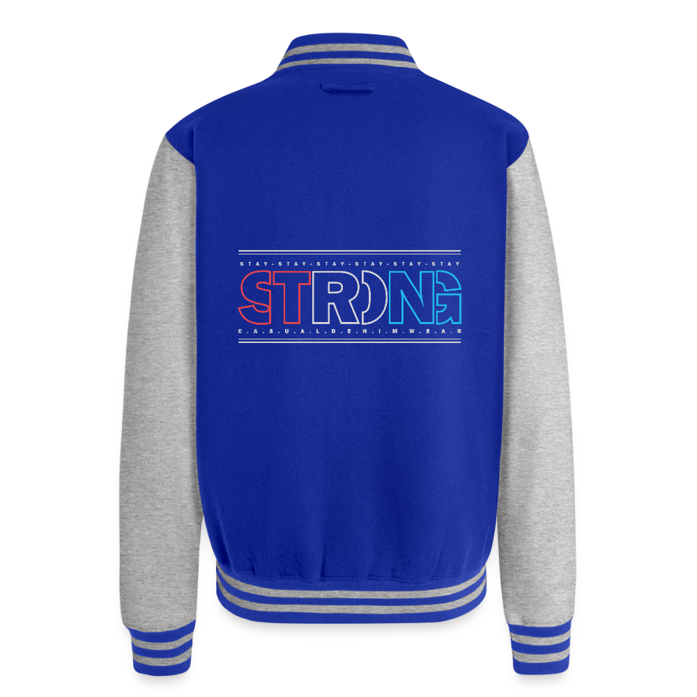 Stay Strong - Men's Letterman Jacket - royal/heather grey