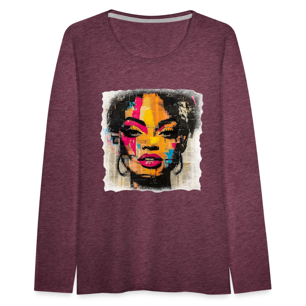 Pop Culture Women-2- Long Sleeve T-Shirt - heather burgundy