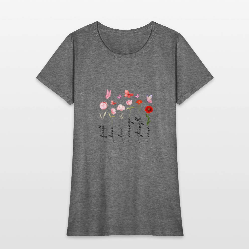 Faith, Hope, Love - Floral Women's T-Shirt - graphite heather