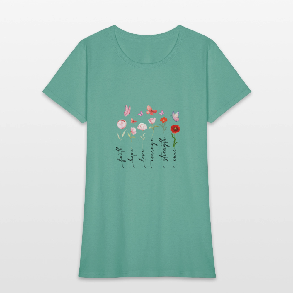 Faith, Hope, Love - Floral Women's T-Shirt - aquatic