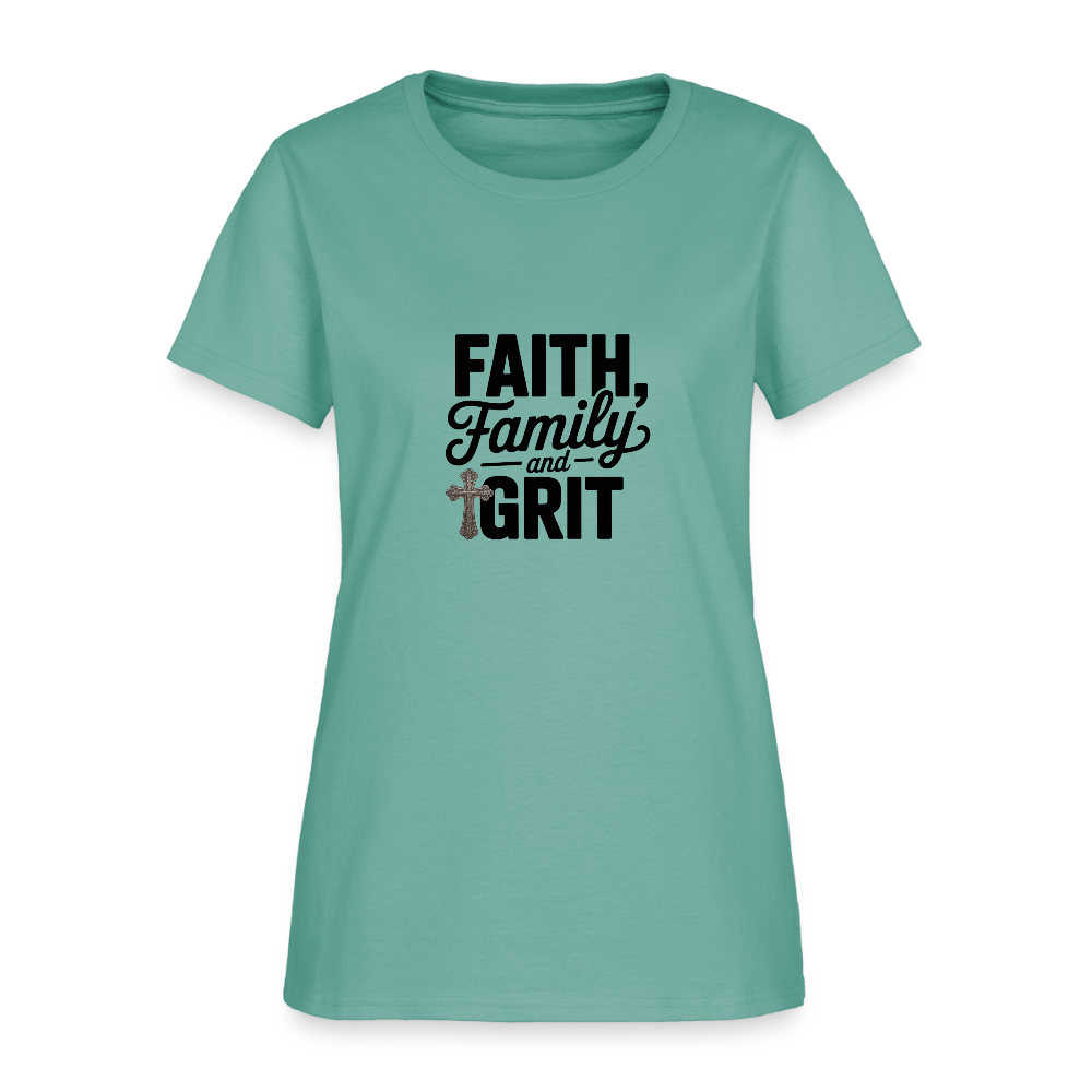 Faith and Family - Women's T-Shirt - aquatic