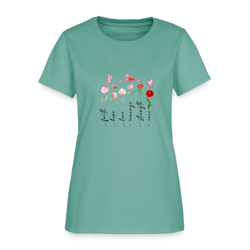 Faith, Hope, Love - Floral Women's T-Shirt - aquatic