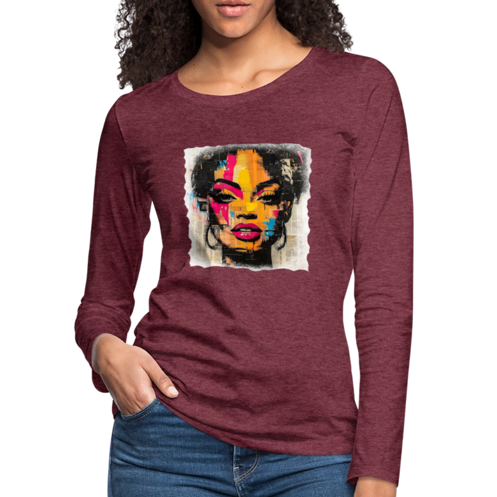 Pop Culture Women-2- Long Sleeve T-Shirt - heather burgundy