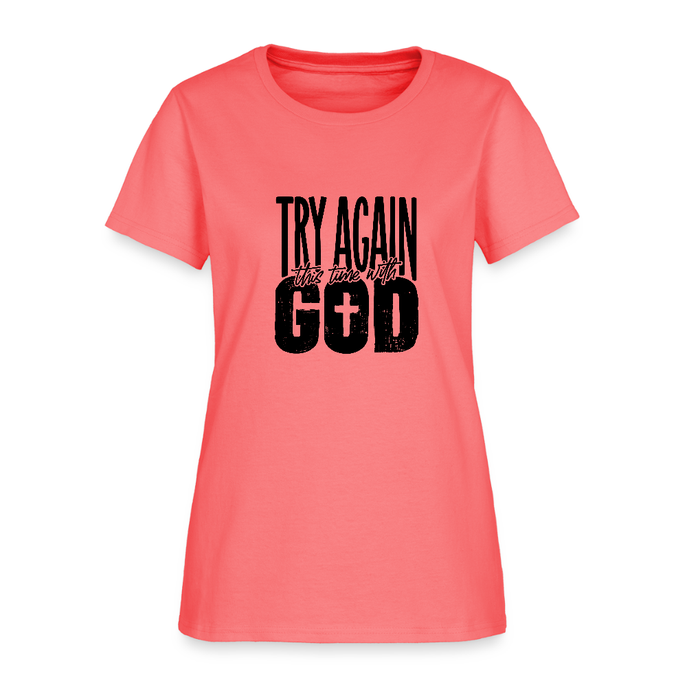 Try Again -Women's Short Sleeve T-Shirt - coral