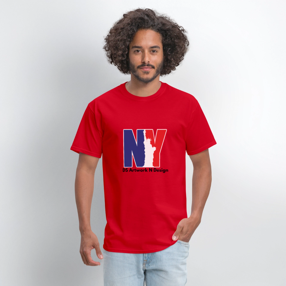 NY - Blue and Red Tee - red