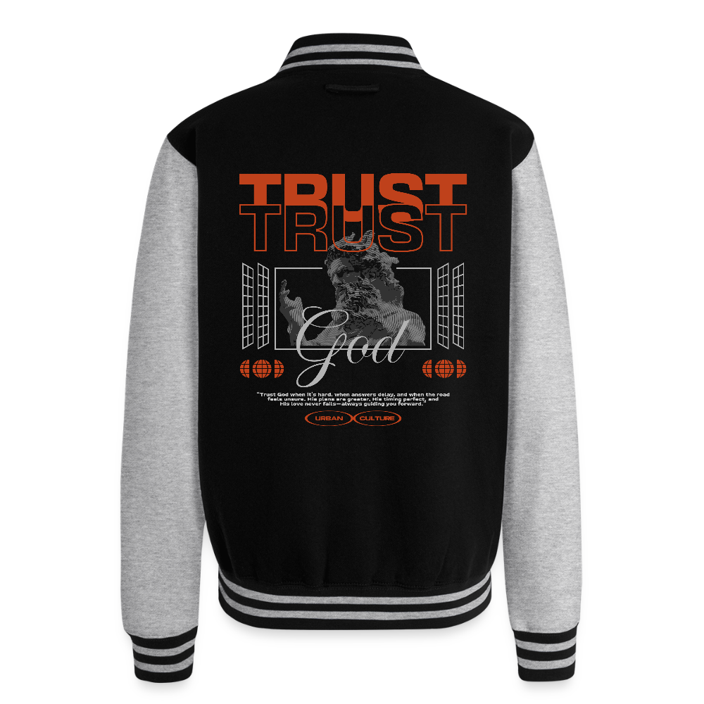 Trust god - Letterman Jacket - black/heather grey