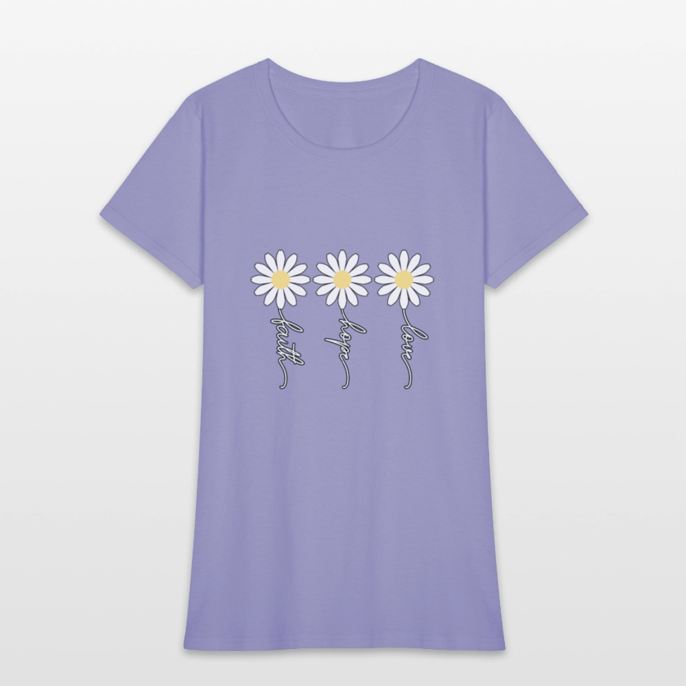 Faith, Hope, Love - floral Women's T-Shirt-2 - lavender