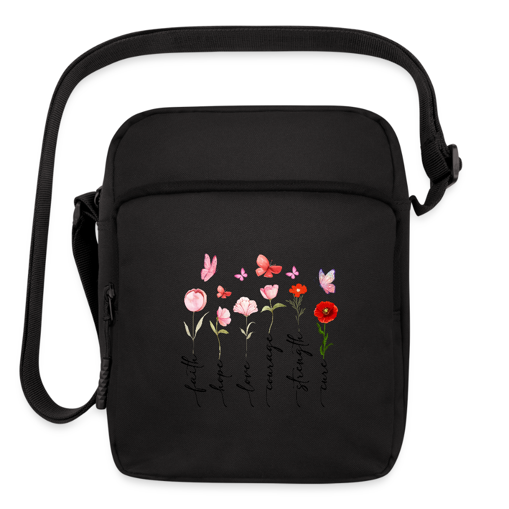Faith Hope and Love - Floral Upright Crossbody Bag - black