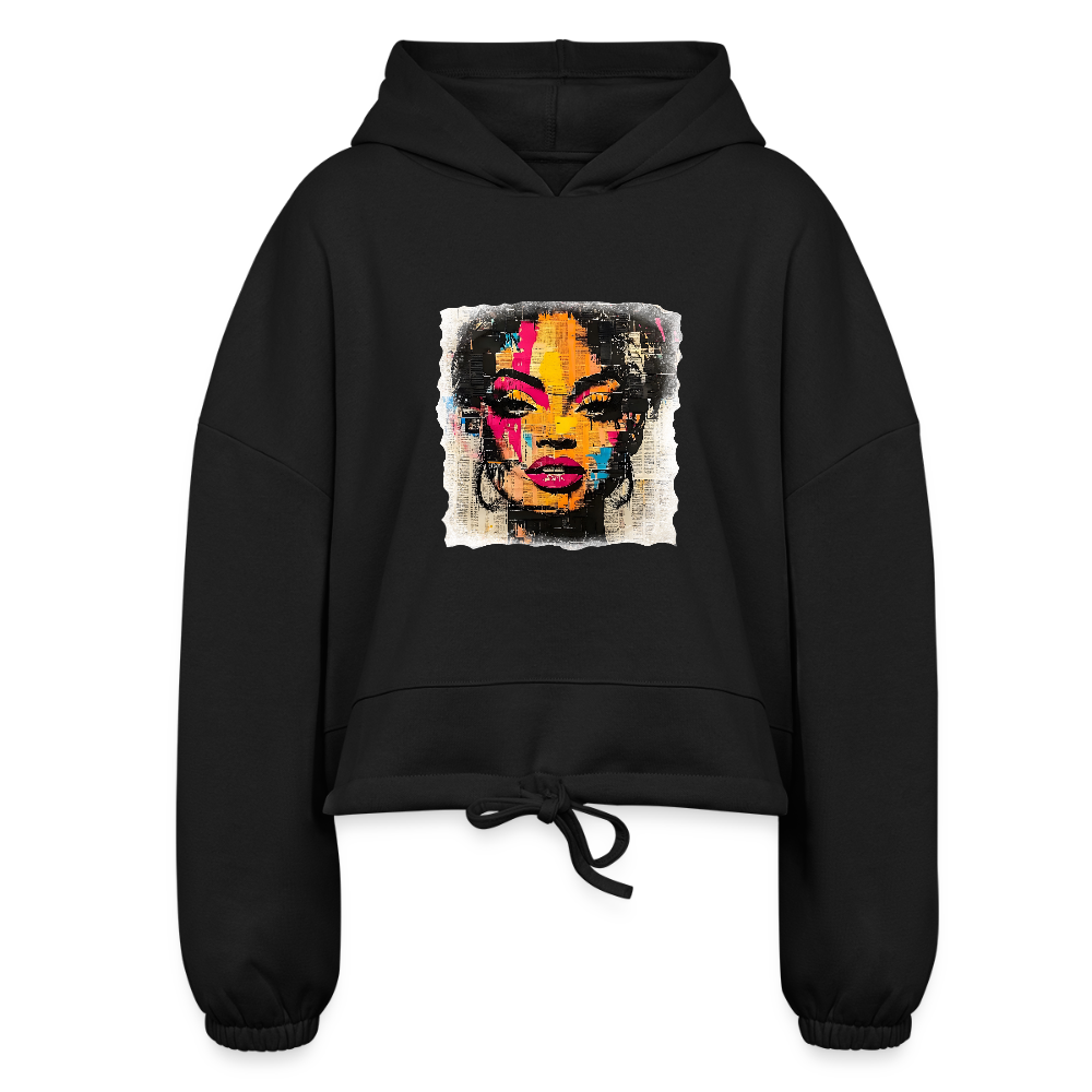 Pop Culture Woman 2 - Cropped Hoodie - black