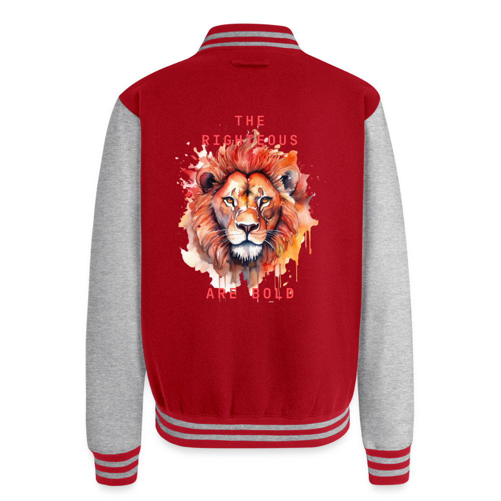 Bold Lion - Letterman Jacket - red/heather grey