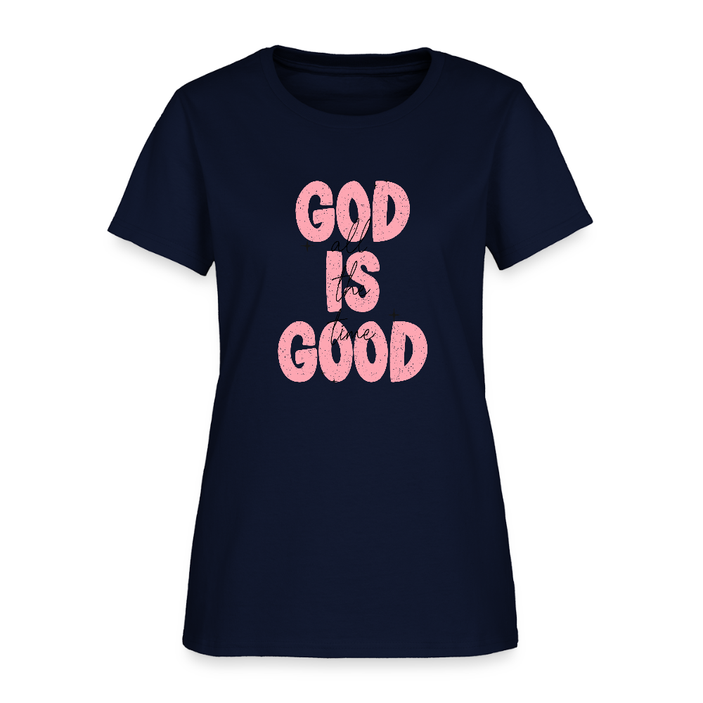 God is Good - Bold Pink -Women's Short Sleeve T-Shirt - navy
