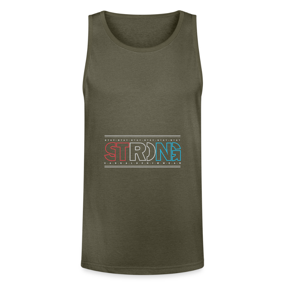 Stay Strong - Men's Tri-Blend Organic Tank - heather olive