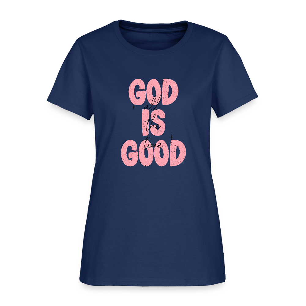 God is Good - Bold Pink -Women's Short Sleeve T-Shirt - blue dusk