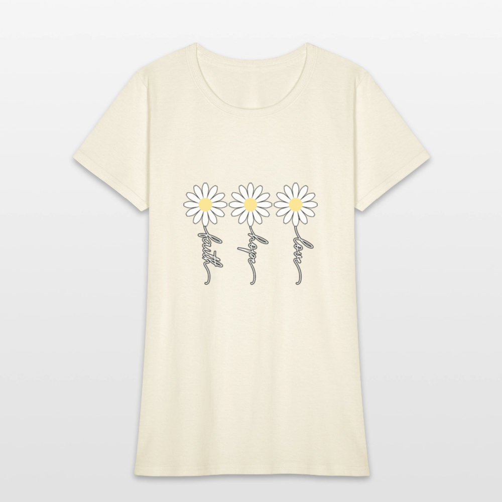 Faith, Hope, Love - floral Women's T-Shirt-2 - off white