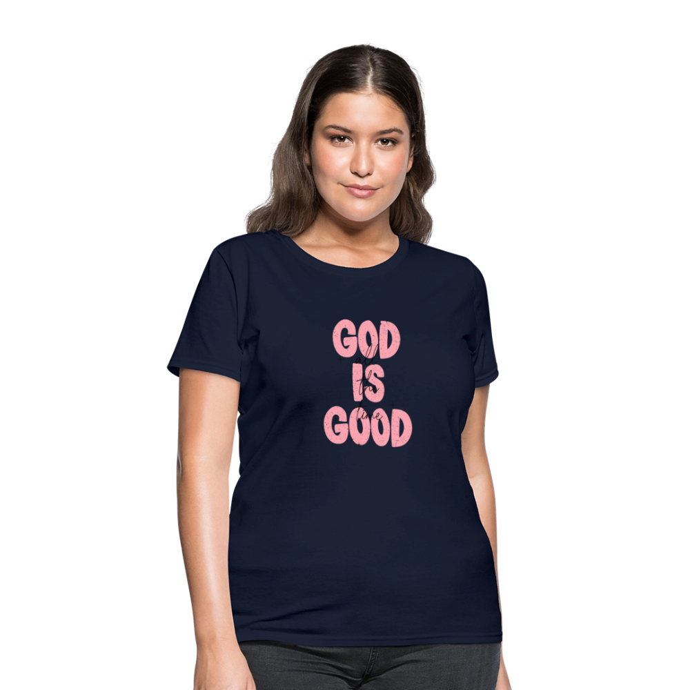 God is Good - Bold Pink -Women's Short Sleeve T-Shirt - navy