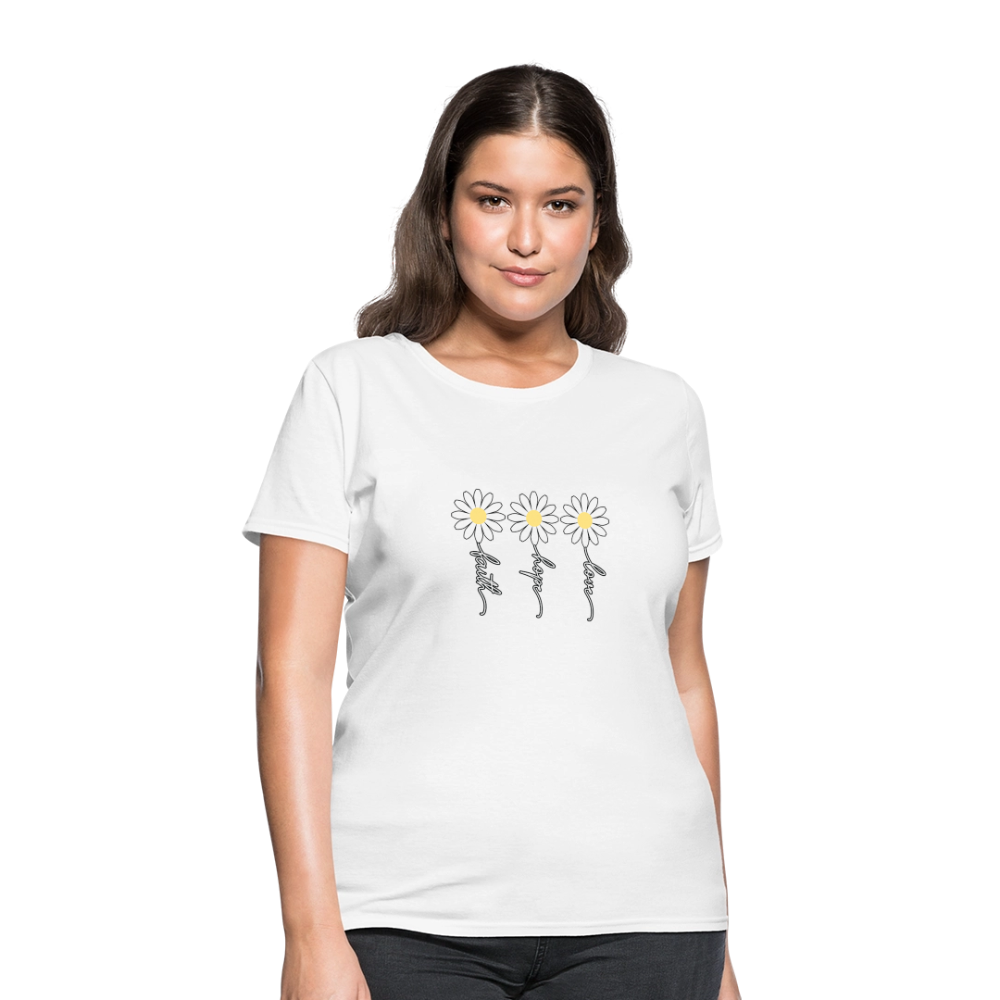 Faith, Hope, Love - floral Women's T-Shirt-2 - white